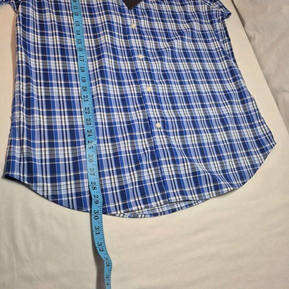 Polo Ralph Lauren Men's Shirt Size M Short Sleeve Plaid Dk Blue Performance (60) - Picture 12 of 13